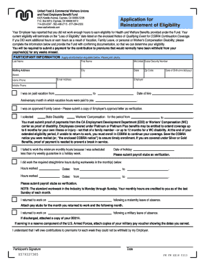 Reinstatement of Eligibility Form