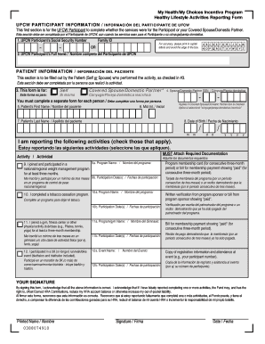 Healthy Lifestyle Activities Reporting Form