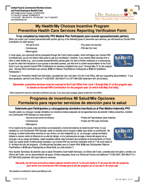 Preventive Health Care Services Reporting Verification Form