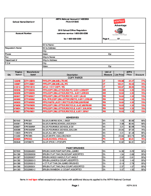 2010 School Office Requisition Form