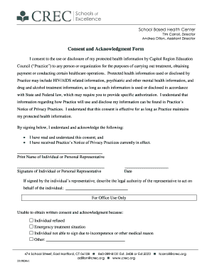 School Based Health Center Consent Form