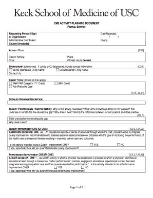 CME Activity Planning Document