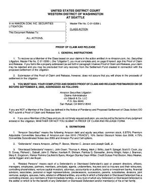 Amazon Securities Litigation Proof of Claim and Release