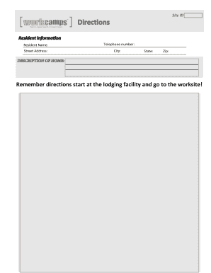 Worksite Directions Form