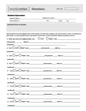Worksite Directions Form