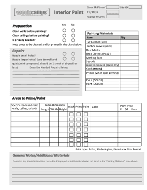 Interior Painting Project Form