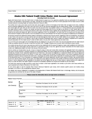 Alaska USA Federal Credit Union Master Joint Account Agreement