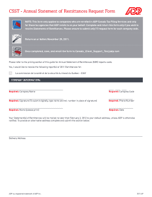 CSST Annual Statement of Remittances Request Form