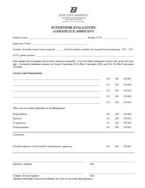 Supervisor Evaluation of Graduate Assistant