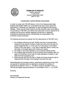 Massachusetts Construction Control Documents