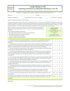 L.I.F.E.-R Teacher Appraisal Form
