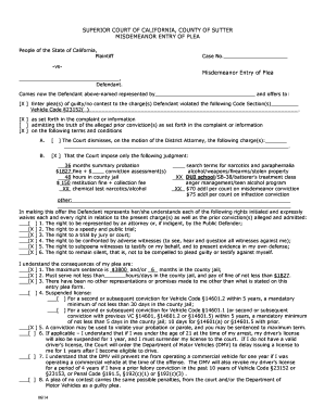 California Misdemeanor Entry of Plea