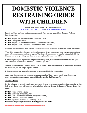 California Domestic Violence Restraining Order with Children