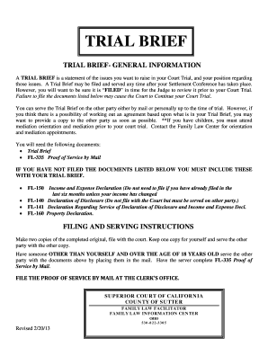 California Trial Brief for Dissolution