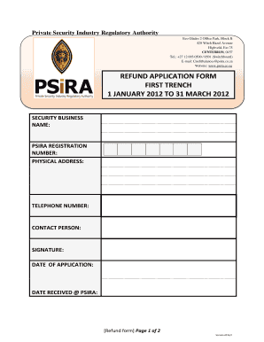 REFUND APPLICATION FORM FIRST TRENCH 1 JANUARY 2012 TO 31
