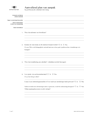 Aanvullend plan van aanpak bij problematische schulden/verkwisting