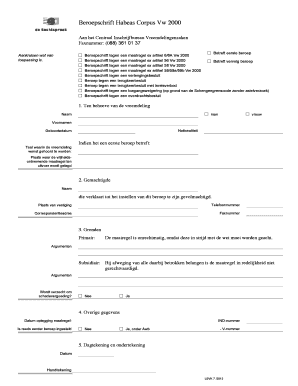 Petition for writ of habeas corpus - Beroepschrift Habeas Corpus Vw 2000 - rechtspraaknl