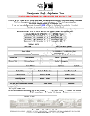 Kindergarten Early Notification Form - darcheinoam