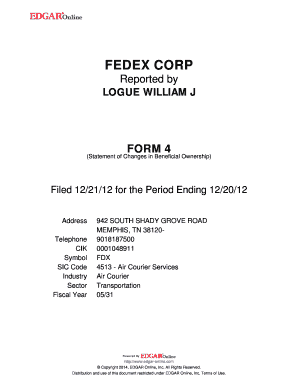 Form 4 Statement of Changes in Beneficial Ownership