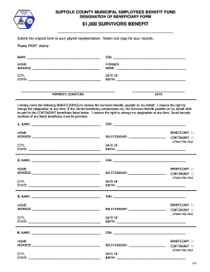 Suffolk County Municipal Employees Benefit Fund Designation of Beneficiary Form