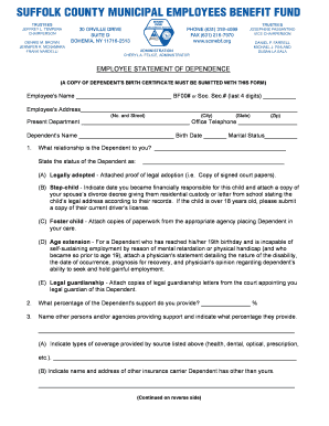 Employee Statement of Dependence
