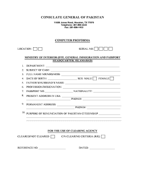Pakistan Citizenship Renunciation Form