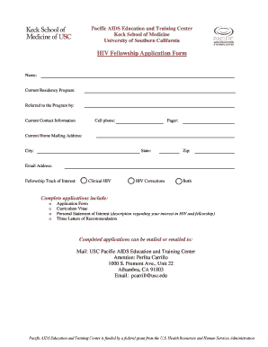 HIV Fellowship Application Form - Keck School of Medicine