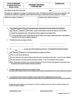 Michigan Parenting Time Agreement