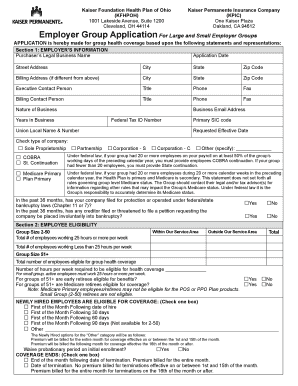 Kaiser Permanente Employer Group Application