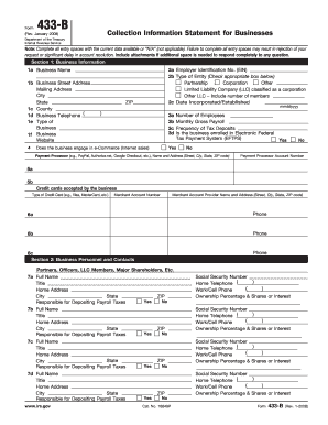 IRS Form 433-B Collection Information Statement for Businesses
