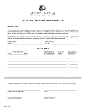 Deductible Credit Carryover Form