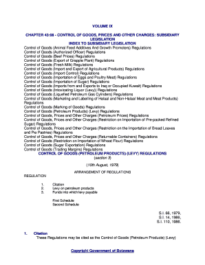 CONTROL OF GOODS PRICES AND OTHER CHARGES