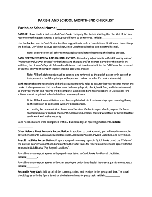 Parish and School Month-End Checklist