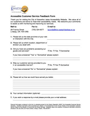 Accessible Customer Service Feedback Form