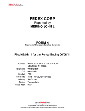 Form 4 Statement of Changes in Beneficial Ownership
