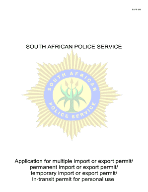 SAPS 520 Firearm Import/Export Permit Application