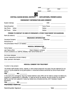 Emergency Information and Consent Form