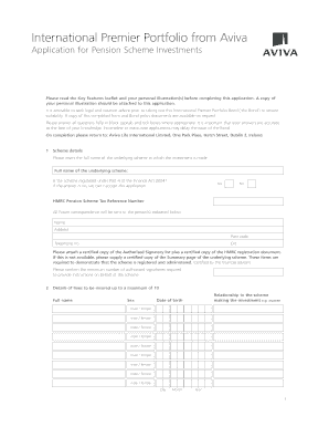 Aviva International Premier Portfolio Bond Application