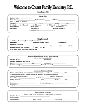 Dental Patient Information Form
