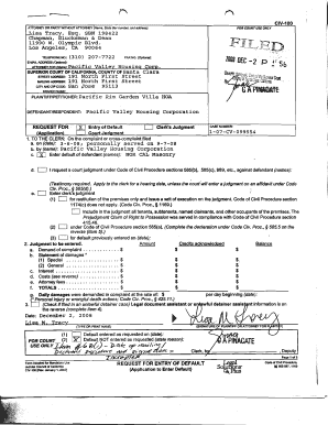 California Request for Entry of Default