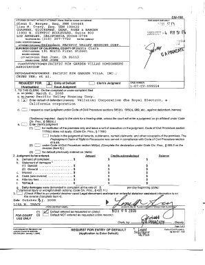 Request for Entry of Default