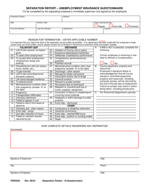 Unemployment Insurance Questionnaire