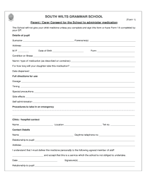 Parent Consent for School Medication Administration