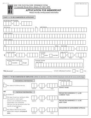 New York State Teachers' Retirement System Membership Application