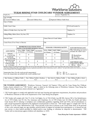 Texas Rising Star Childcare Vendor Agreement