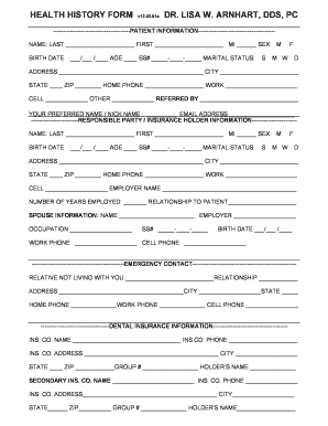 Health History Form