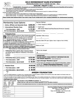 2013 Membership Dues Statement