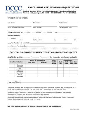 Enrollment Verification Request Form