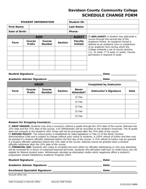 Schedule Change Form