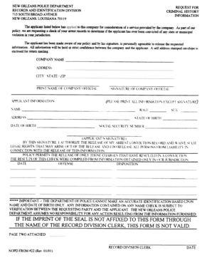 New Orleans Police Department Request for Records and Identification